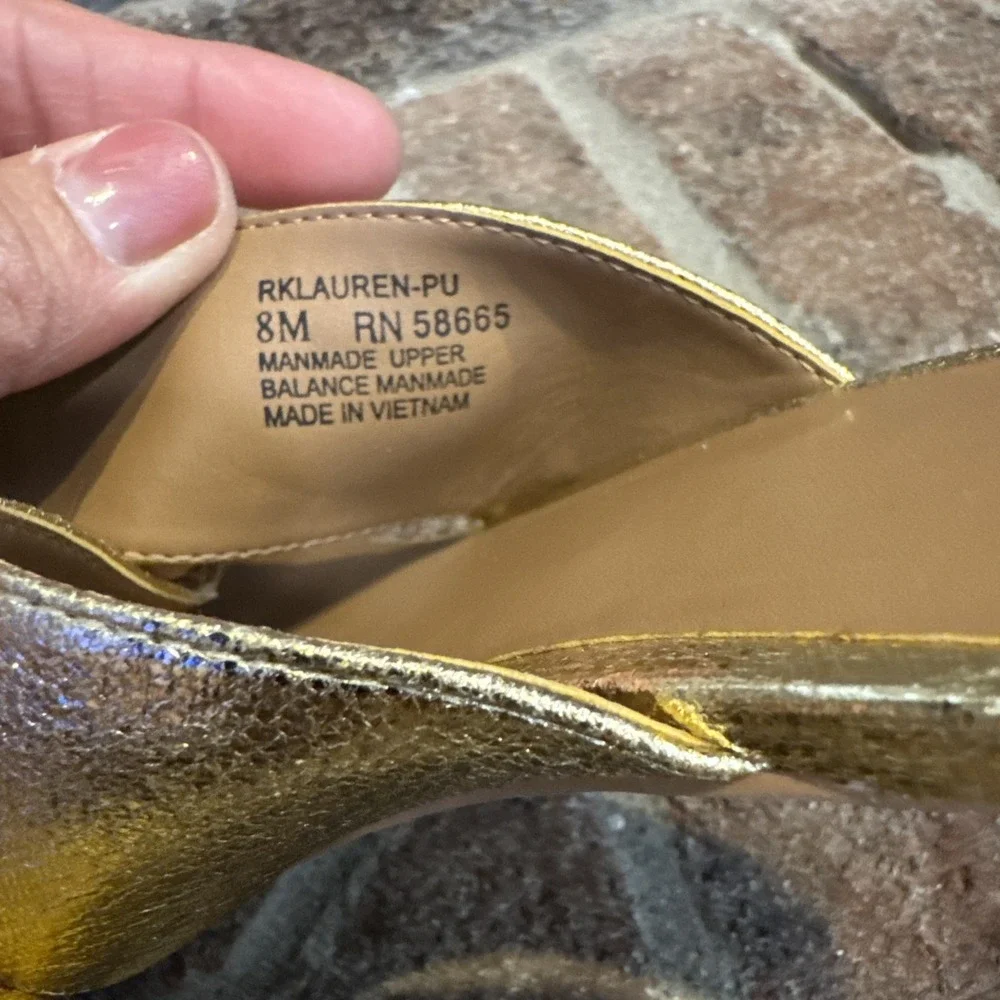 Nordstrom Rack Lauren Slide Gold Open Square Toe Sandals Women's Size 8M #416 - Picture 10 of 16